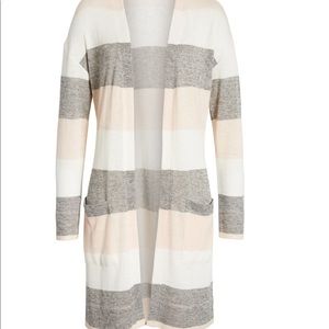 Open stripe cardigan w/pockets!